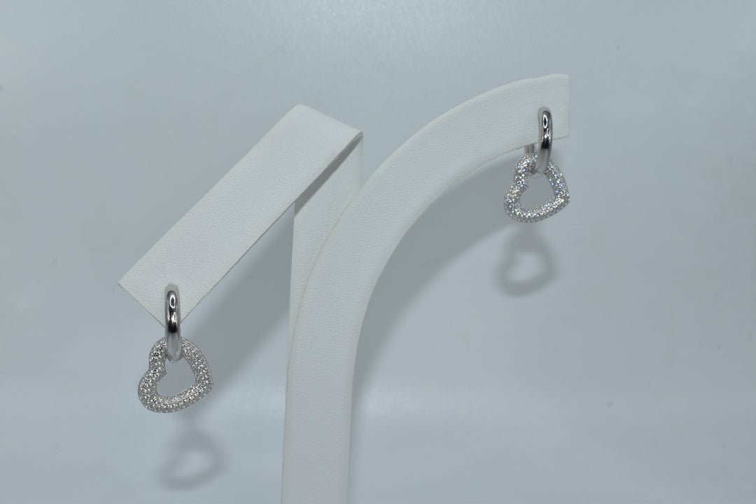 Pavé Heart Dangle Hoop Earrings Ringz & Tingz Jewels