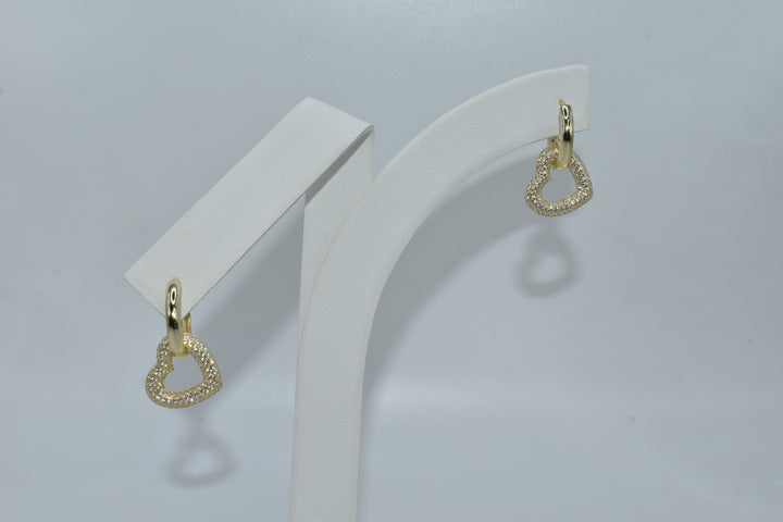 Pavé Heart Dangle Hoop Earrings Ringz & Tingz Jewels