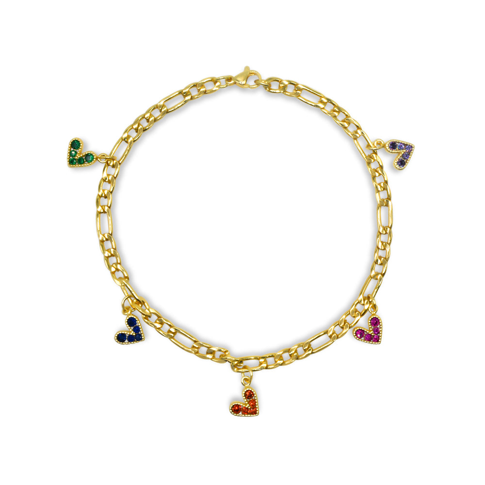 Colorful Heart Charm Anklet Ringz & Tingz Jewels