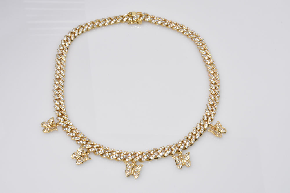 Miami Cuban Link Butterfly Charm Necklace Ringz & Tingz Jewels