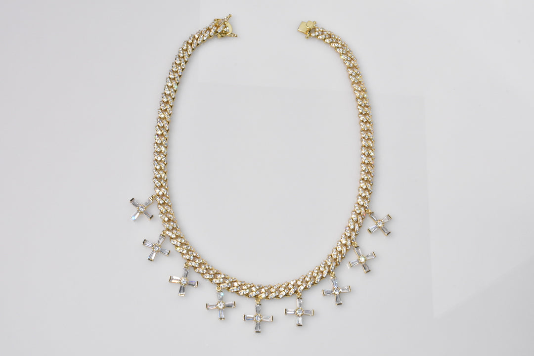 Multi-Cross Baguette Necklace Ringz & Tingz Jewels