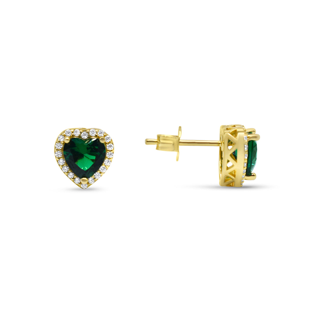 Emerald Heart Stud Earrings Ringz & Tingz Jewels