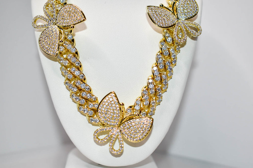 12MM Miami Cuban Link Butterfly Necklace Ringz & Tingz Jewels